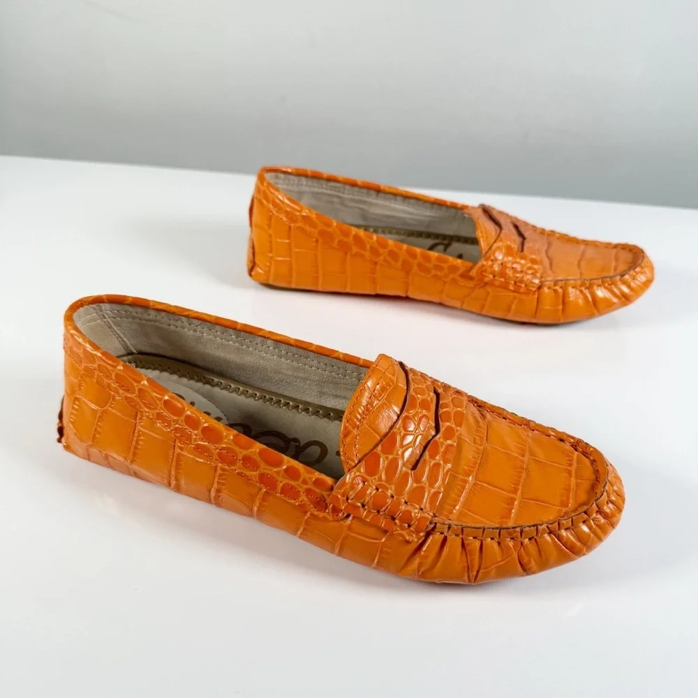Sam Edelman Filly Leather Croc Loafers 5.5 - Picture 1 of 6